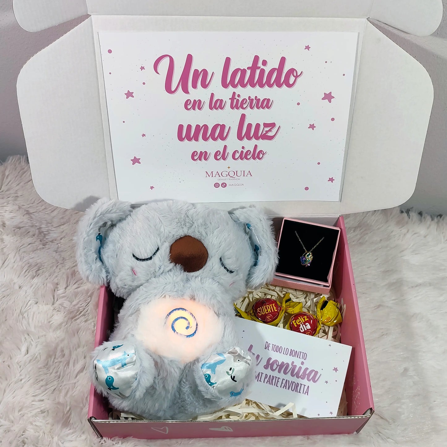 Box Koala que Respira + Collar + Dedicatoria