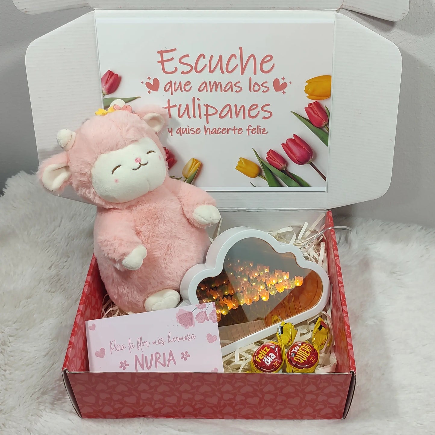 Box Lite Corderito tulipán + Lámpara nube tulipán