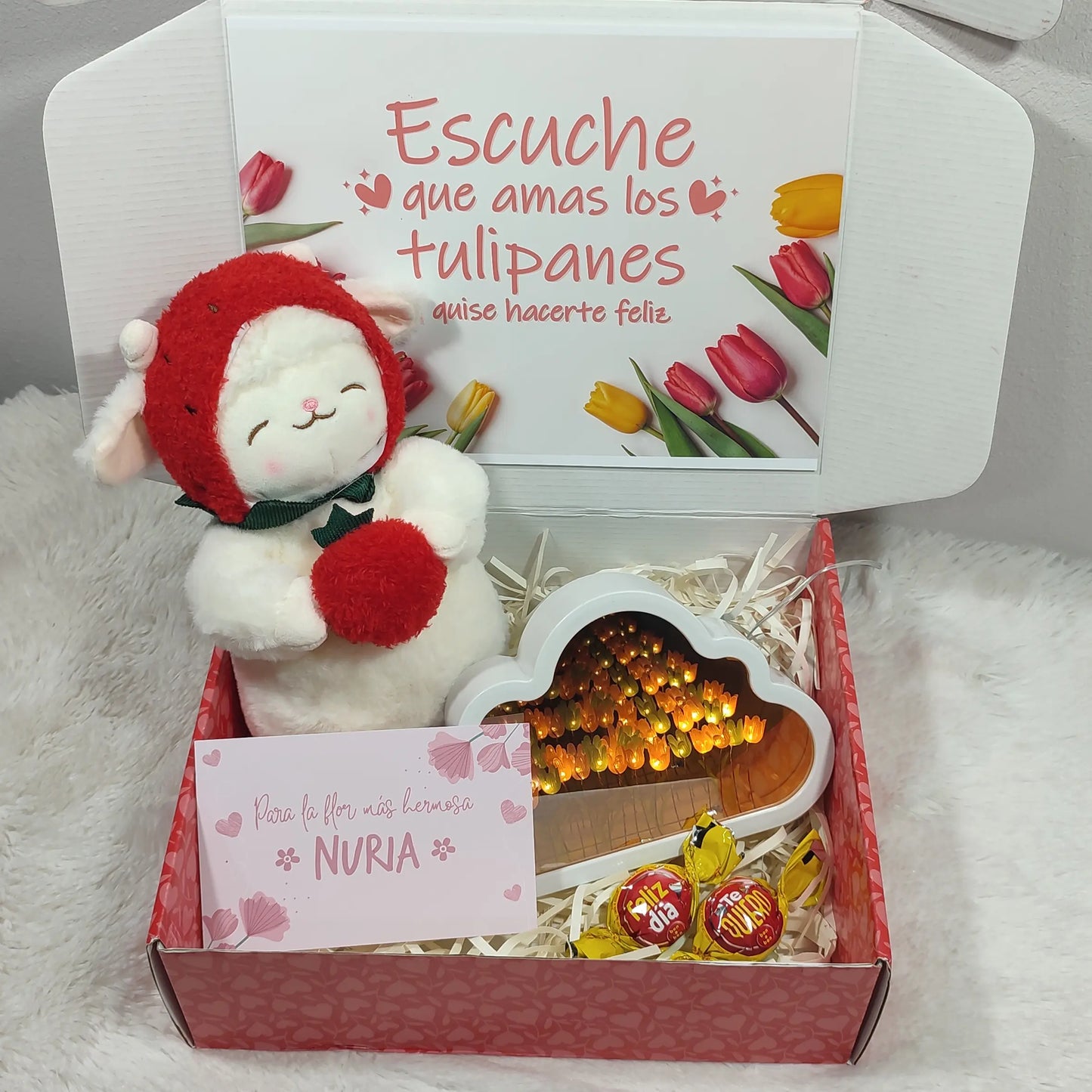 Box Lite Corderito tulipán + Lámpara nube tulipán