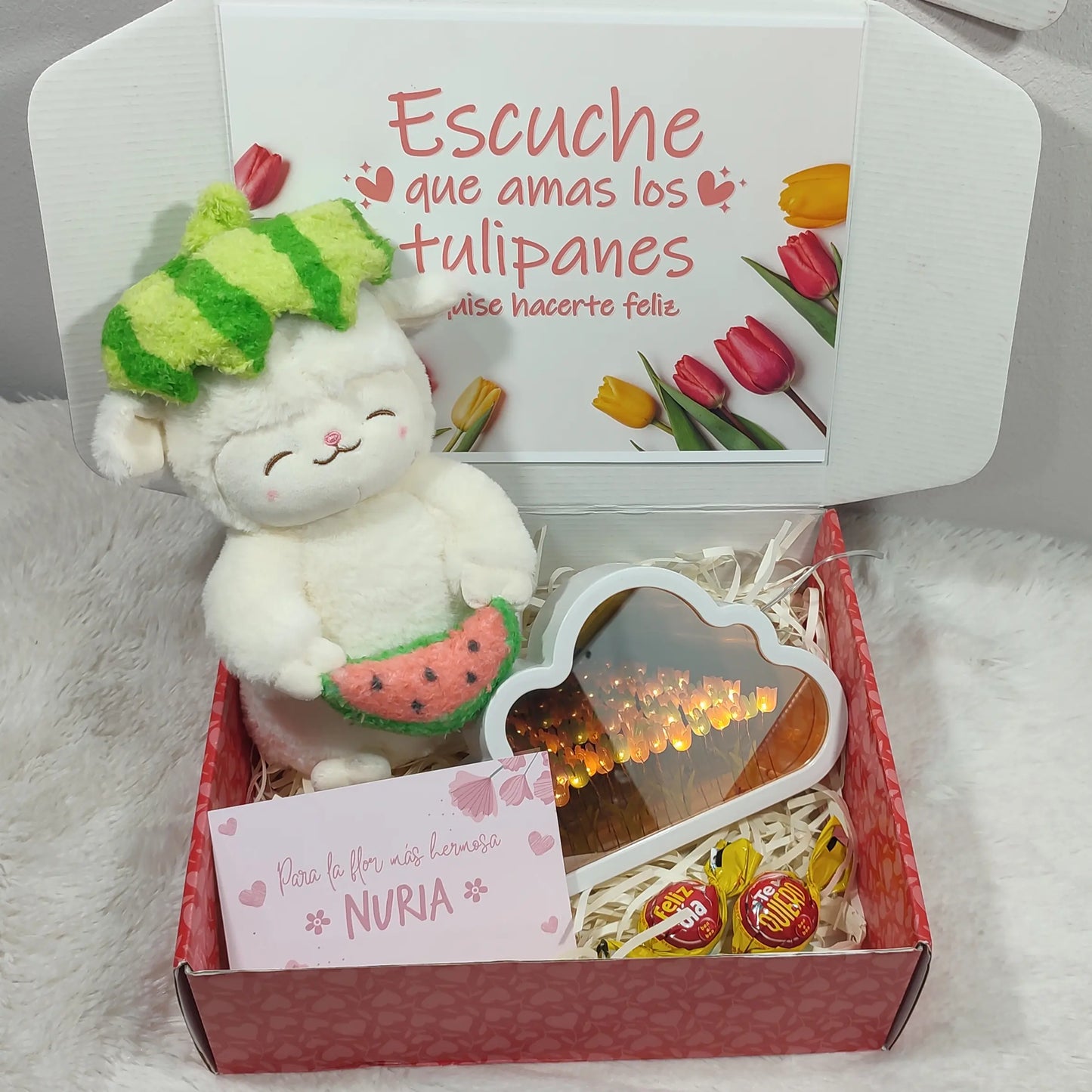 Box Lite Corderito tulipán + Lámpara nube tulipán